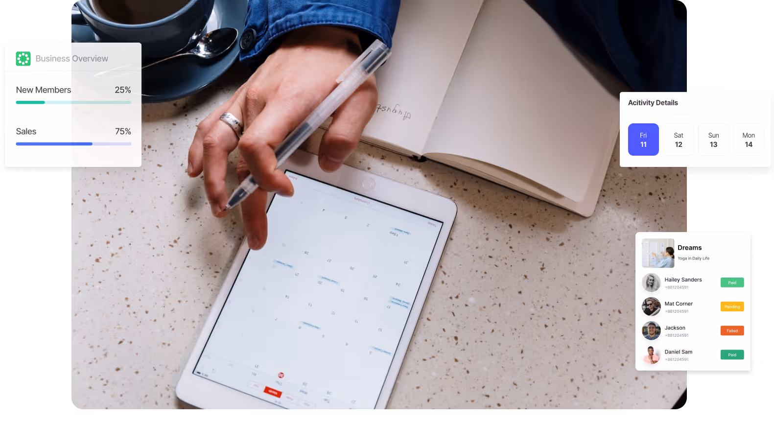 Manage your memberships features like online payment processing, recurring payments, client database management, personalized online store, detailed financial reports, event calendars etc…