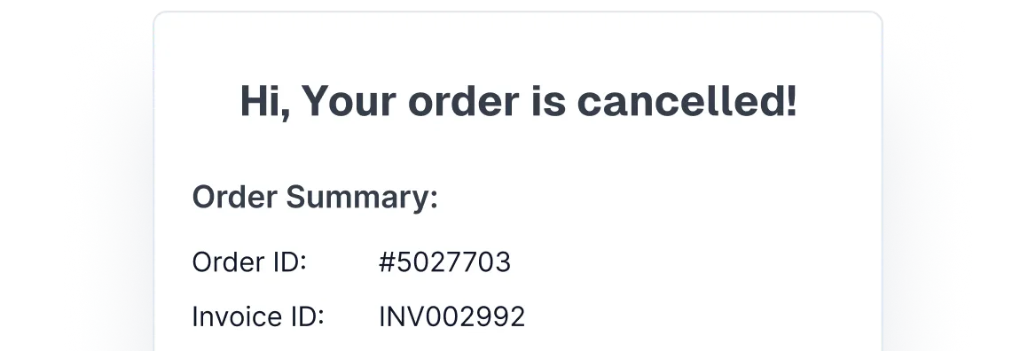 Send cancellation emails when an order is canceled by the client or admin.