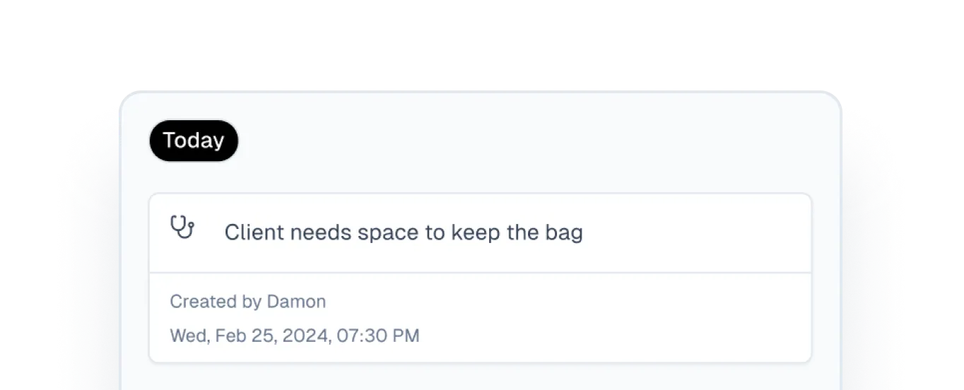 Record and access client notes to personalize service with key details, preferences, and past interactions.