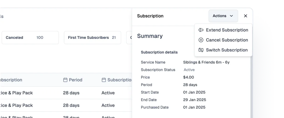 Omnify helps you provide flexible subscription plans