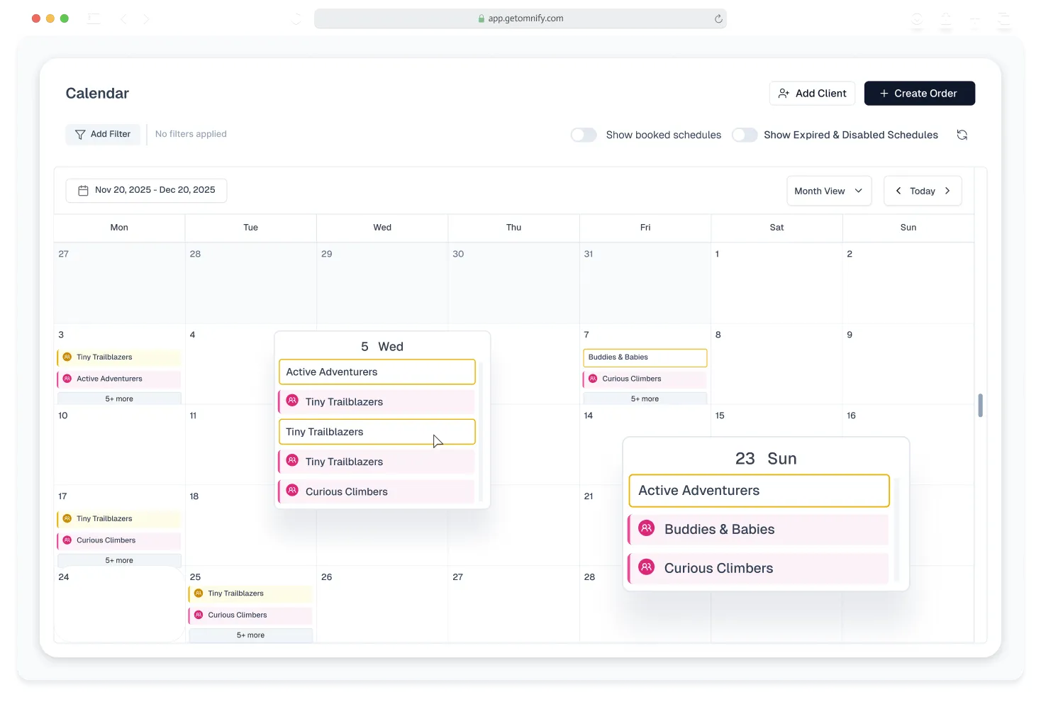 Manage your programs easily with Omnify Kids' activity software 