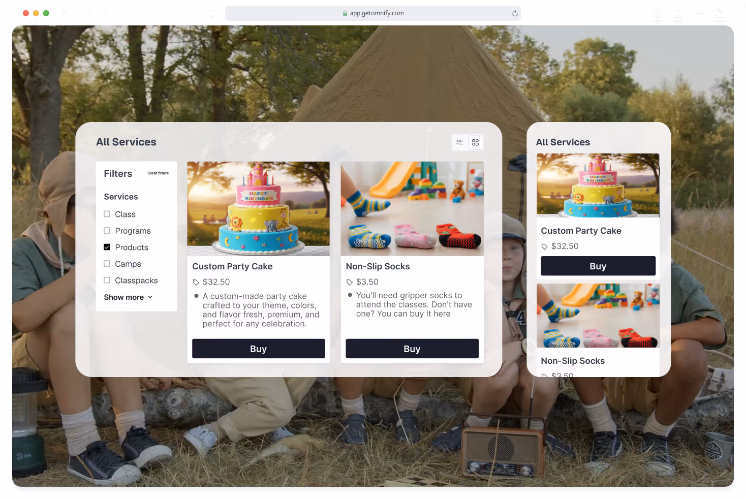 Create, sell and manage products easily with Omnify Kids' activity software