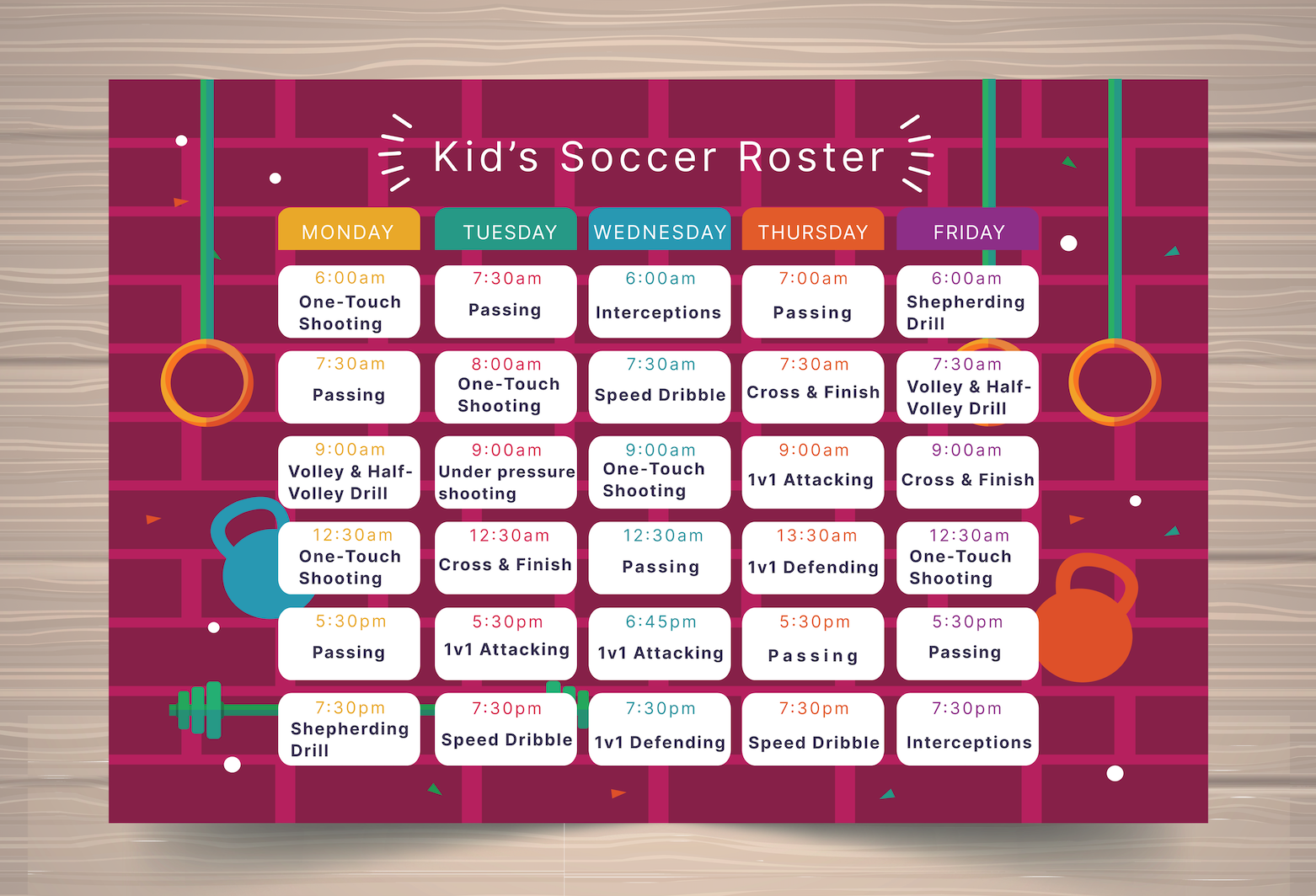 scheduled programs for different kids’ batches