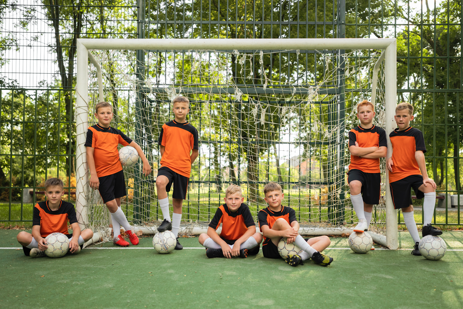 Soccer kids’ warming up after training session