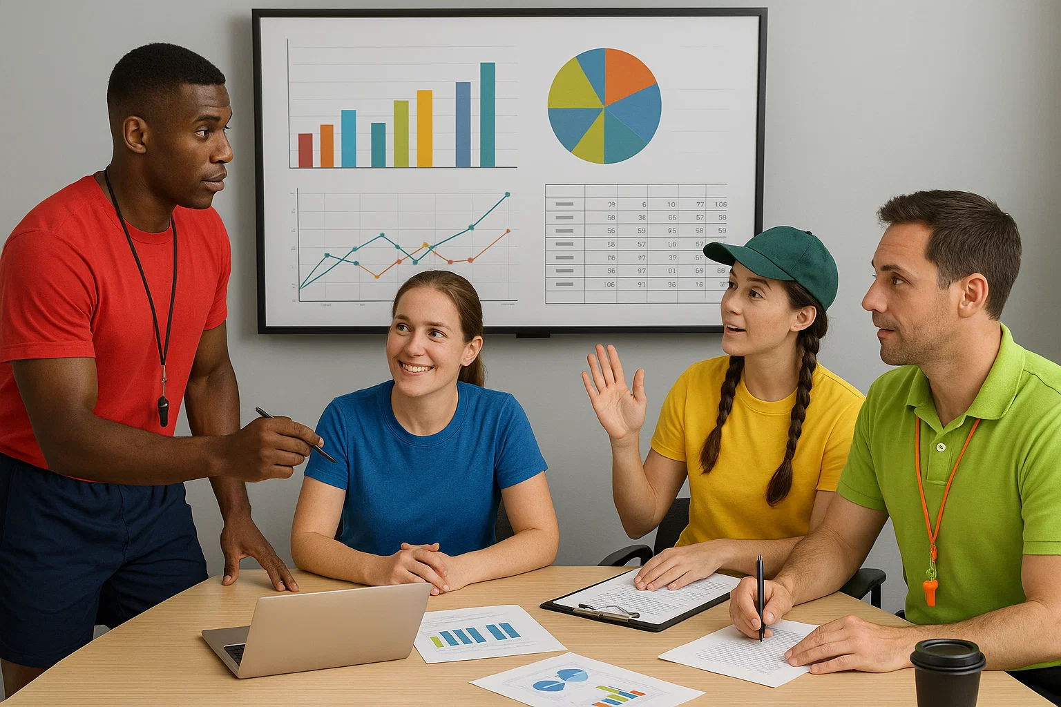 Kids activity center business owners discussing on important business metrics to grow their business