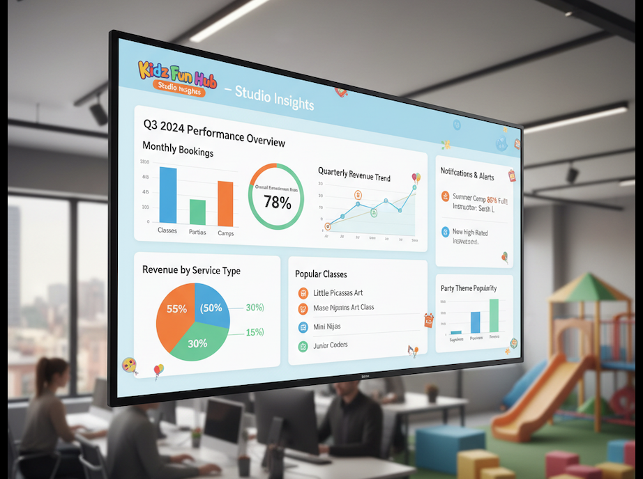 With Omnify, get access to aggregated data insights from bookings, payments, attendance, and more