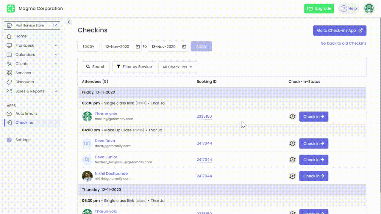 Your clients can checkin easily with Omnify Kids' activity software