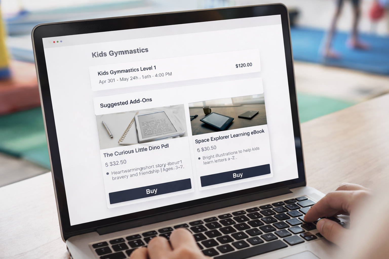 Use a booking platform like Omnify that easily streamlines selling digital products alongwith services