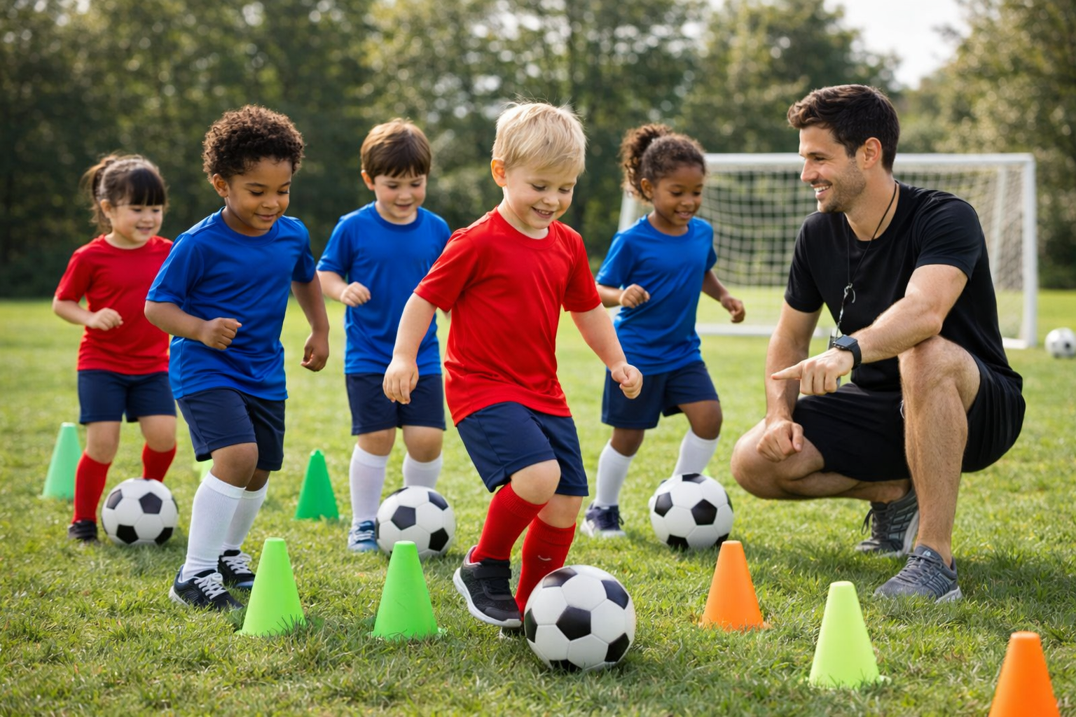 Soccer practice in soccer academy 