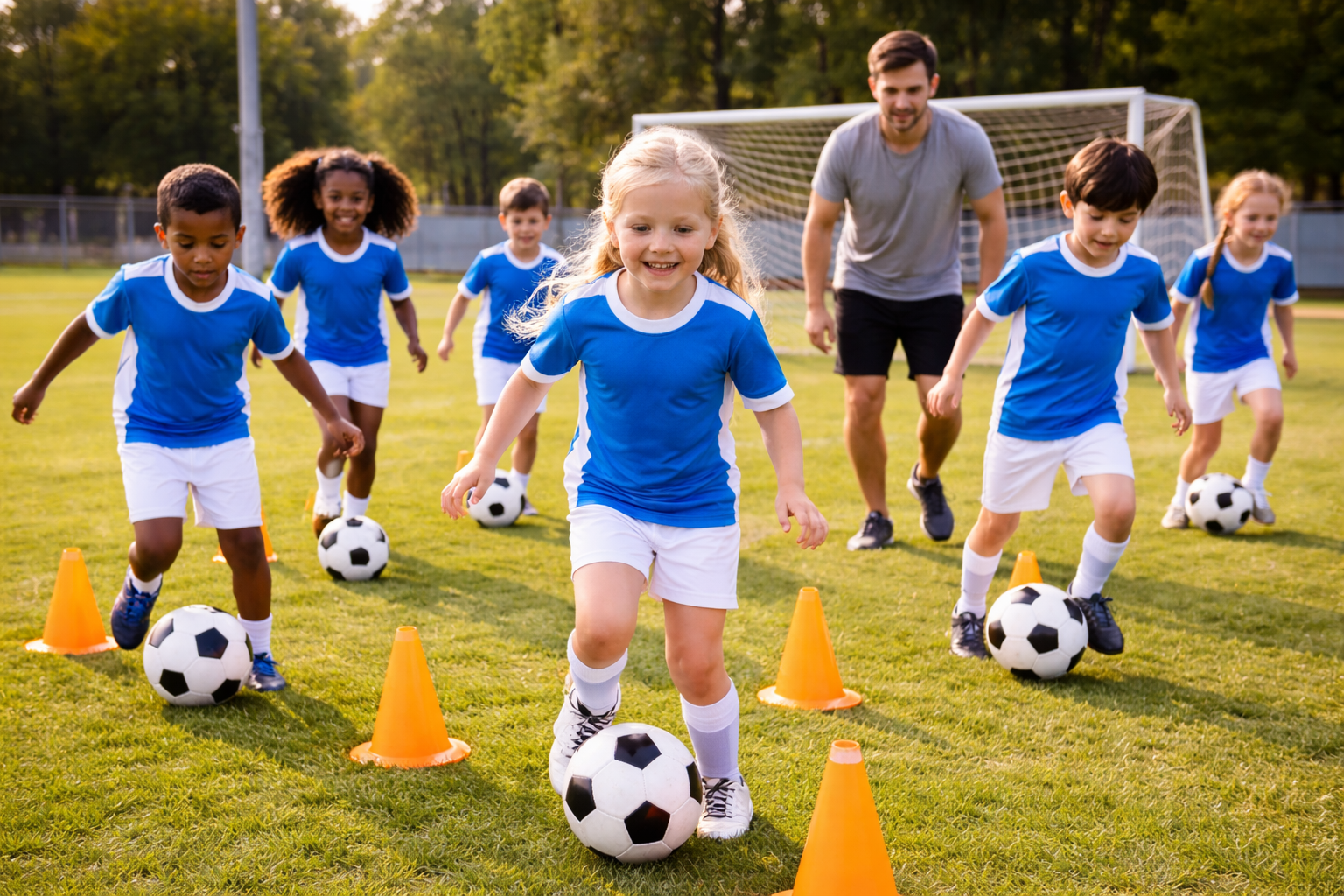 soccer academy members playing