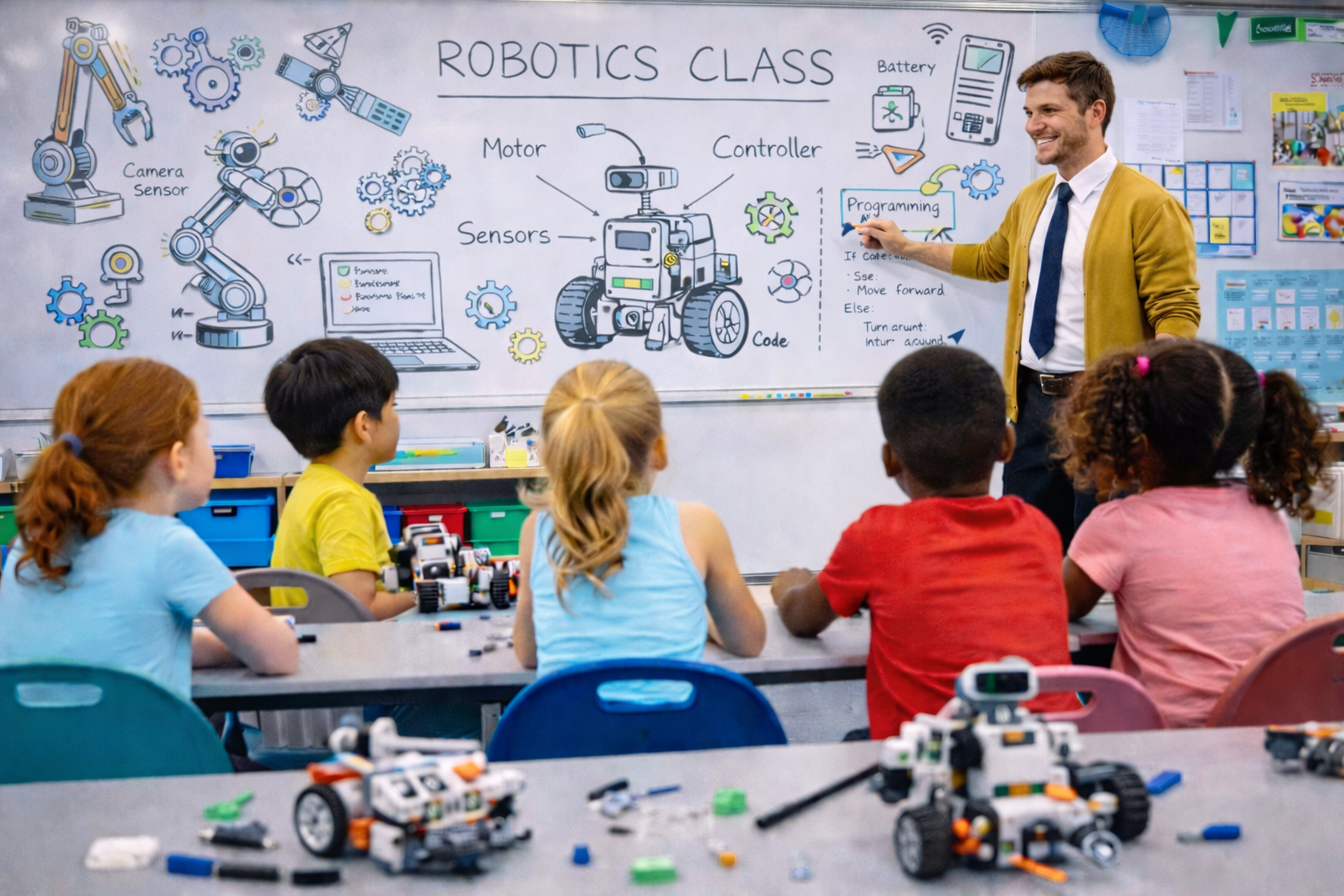 Robotics class in an afterschool STEM session 