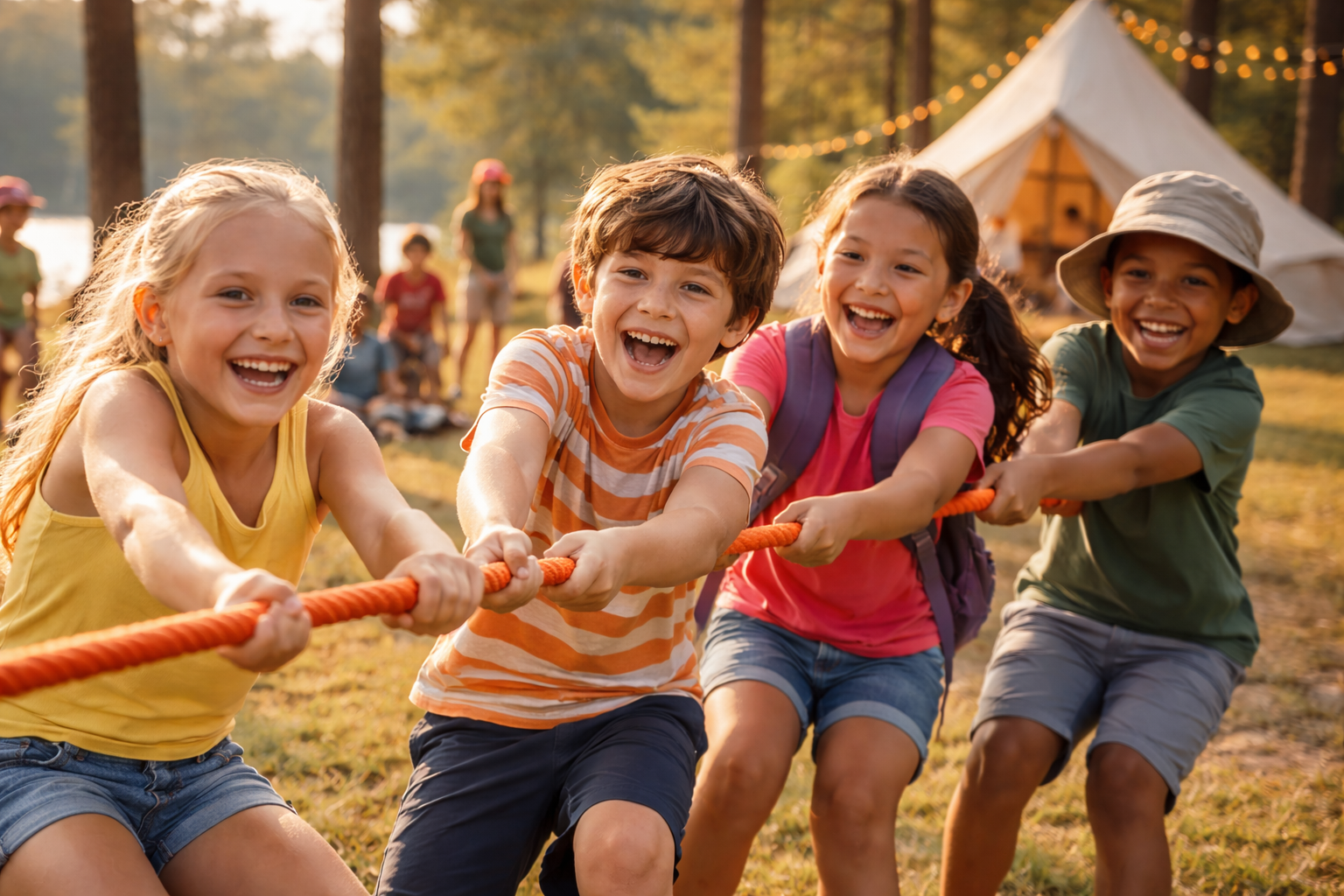 Kids playing on a summer camp