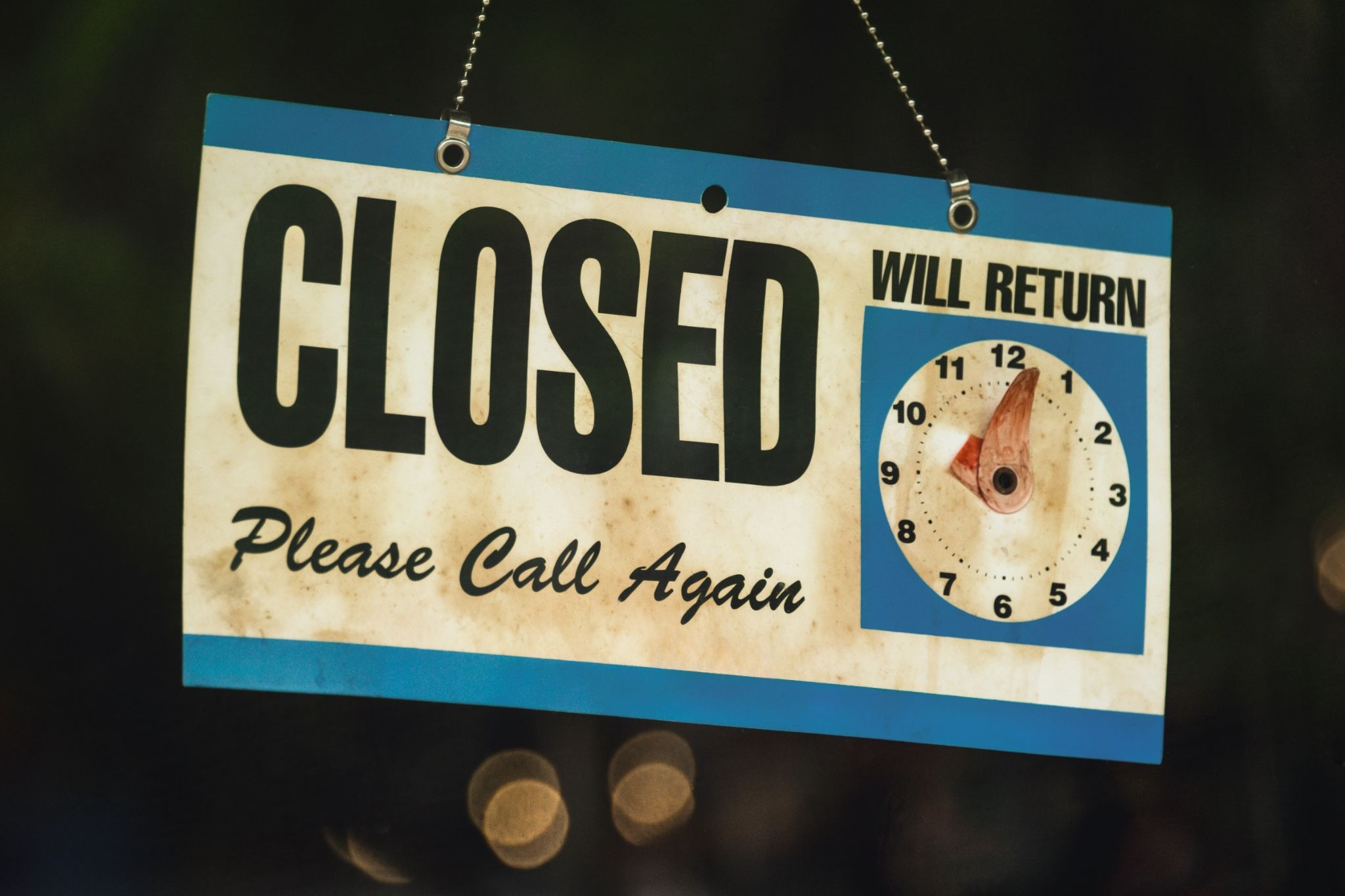 sudden notice of a closed business