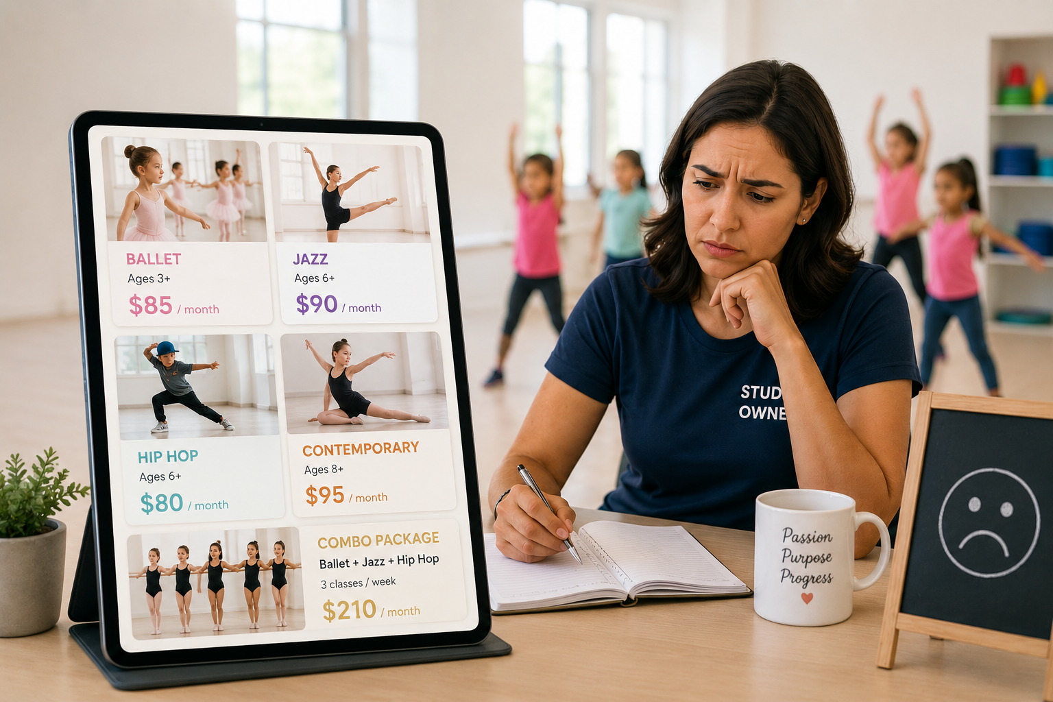 Activity Studio owner deciding on class pricings