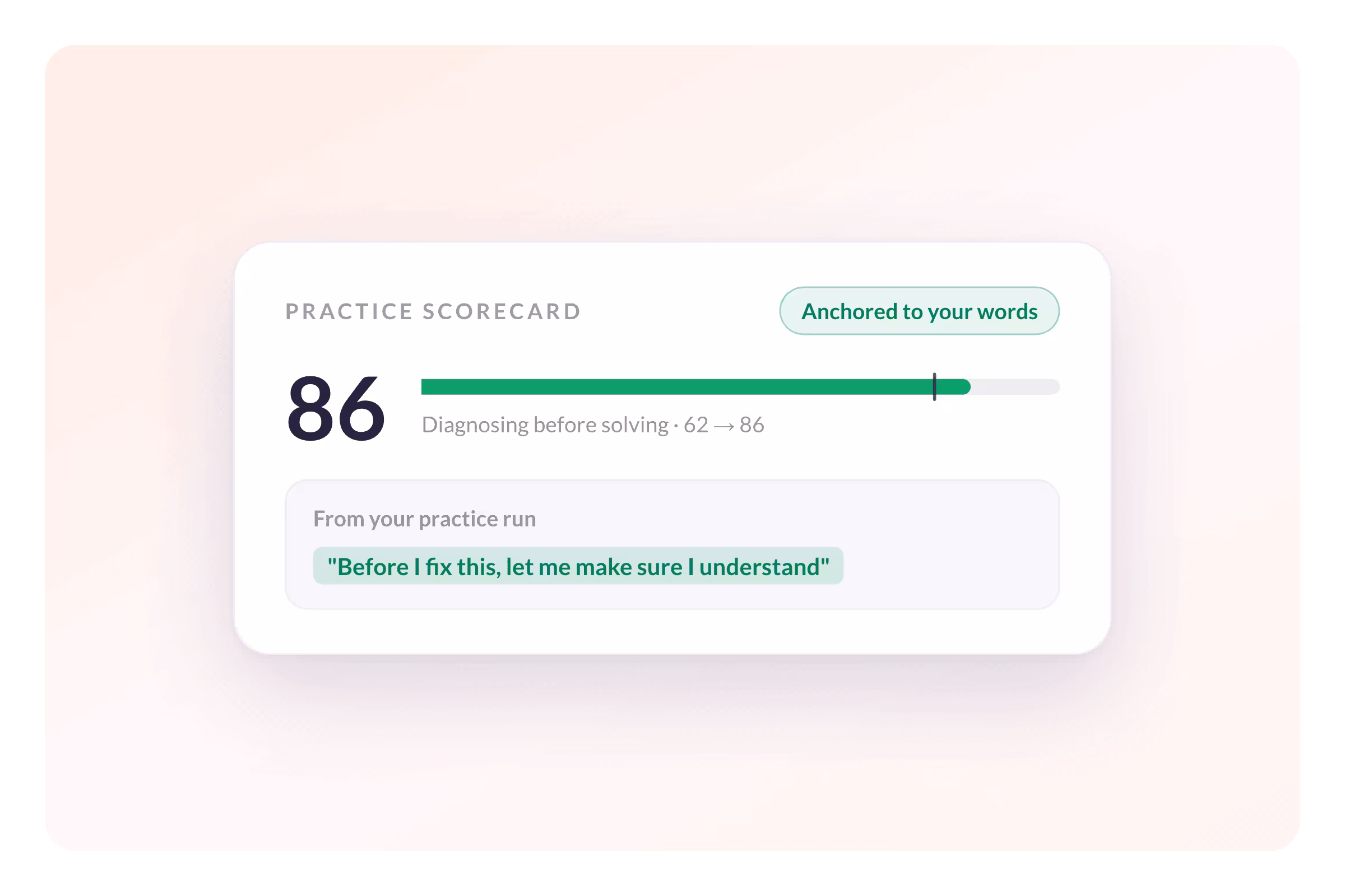 Practice Run Scores Quote the Agent's Own Words
