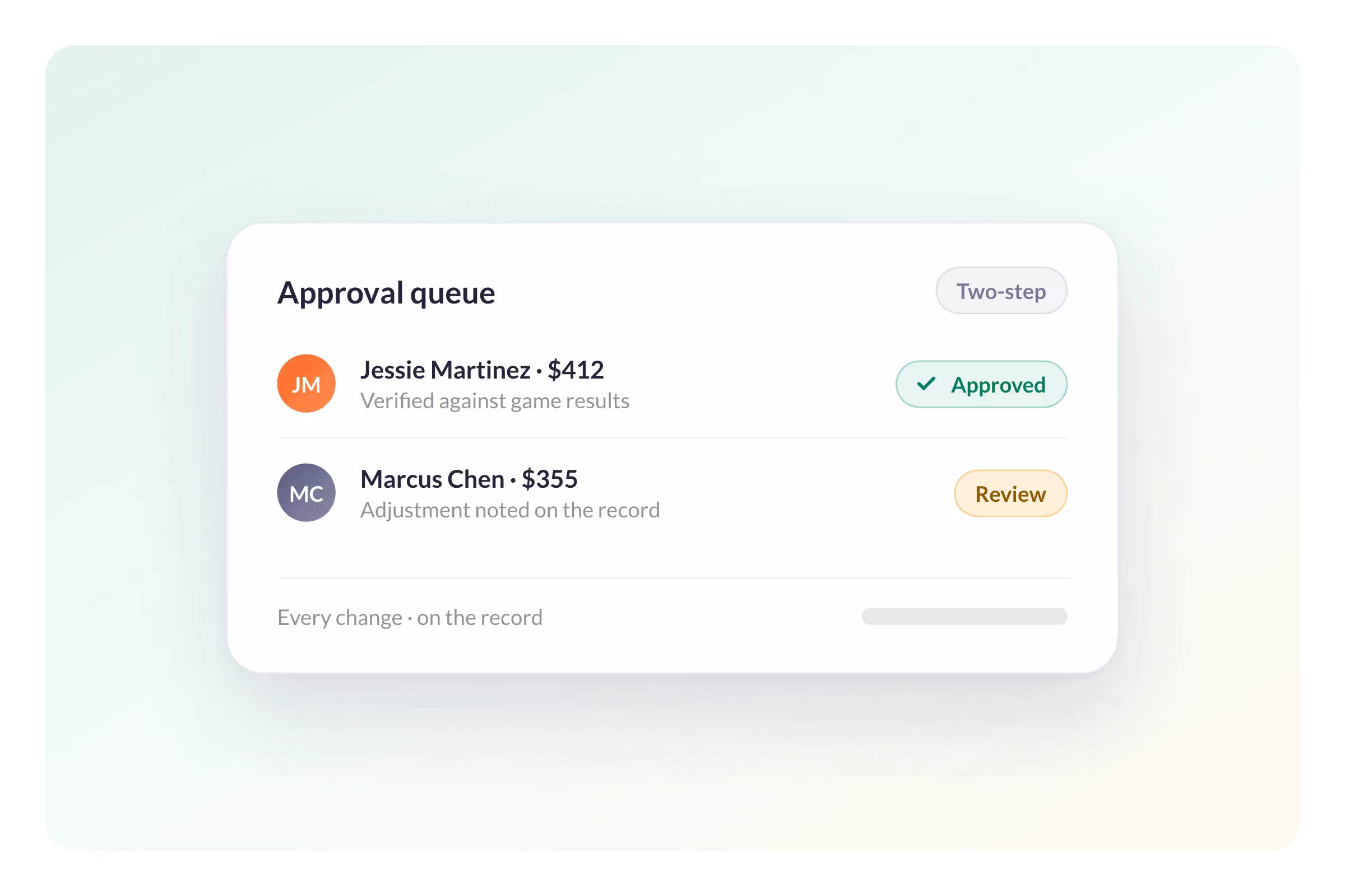 Approve Incentive Payouts in Two Steps, With Timestamps