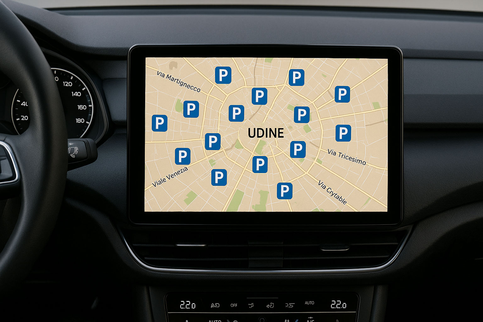 la mappa dei parcheggi di Udine
