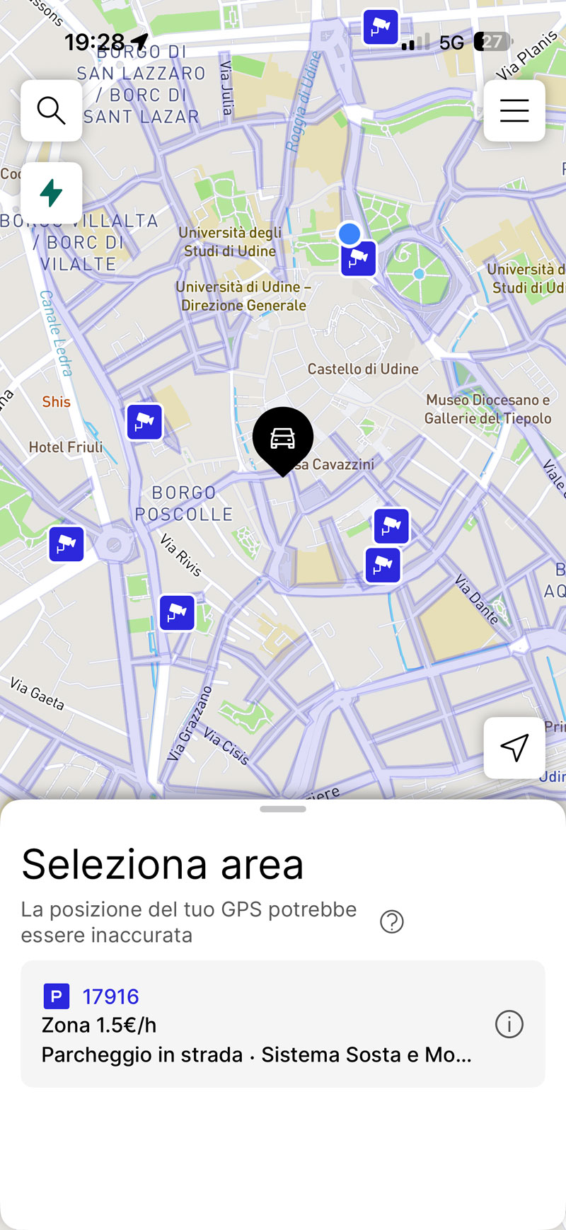 Schermata App EasyPark