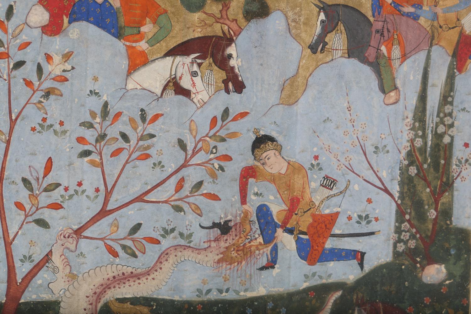 Persian Miniature Gouache on Paper Battle Scene 18th Century or later 