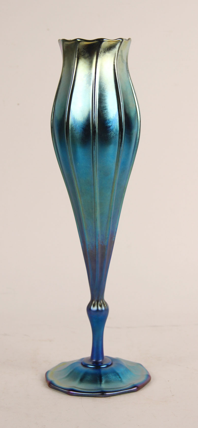 Tiffany Favrille Blue Glass Vase 20th C,New York Auction House, Houston Auction, Dallas Auction, San Antonio, 