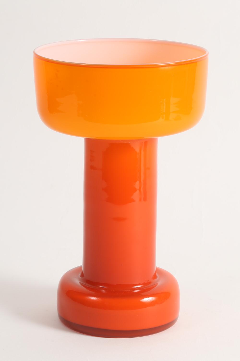European Orange Cased Glass Vase Late 20th Century ,New York Auction House, Houston Auction, Dallas Auction, San Antonio, 