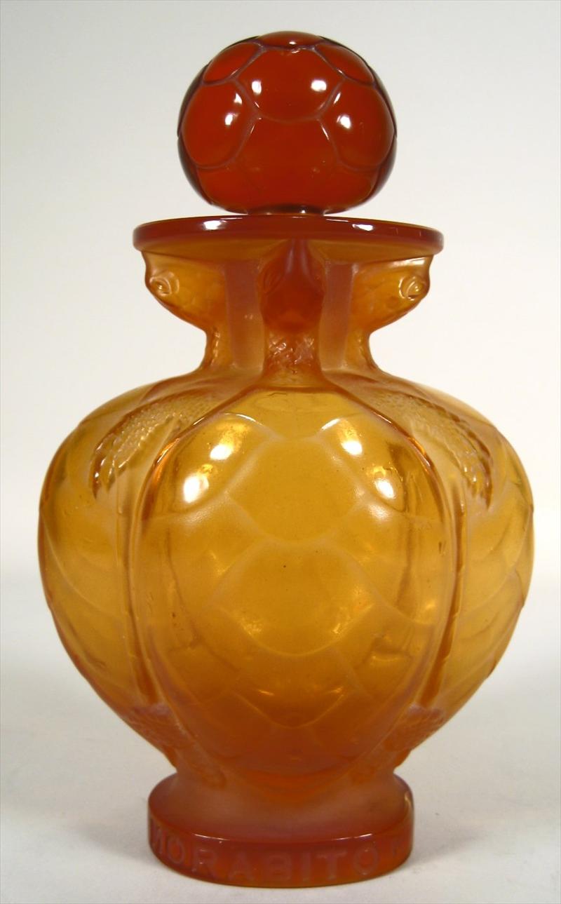 Lalique Amber Glass 'Morabito Paris' Terrapin Form Perfume Bottle French,New York Auction House, Houston Auction, Dallas Auction, San Antonio, 