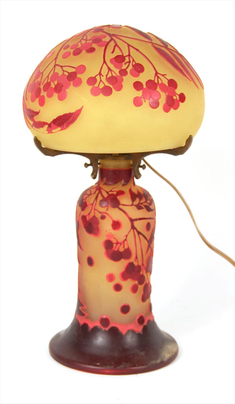 Cameo Glass Table Lamp and Shade French 20th C,New York Auction House, Houston Auction, Dallas Auction, San Antonio, 