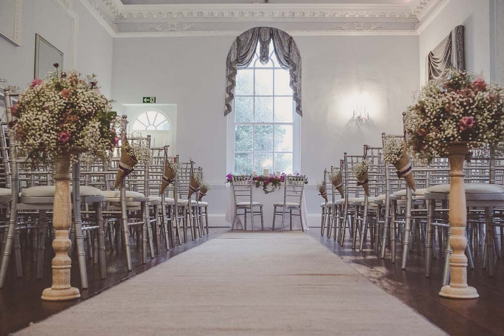 The Blue room at Somerford Hall Brewood all set up ready for a civil ceremony.