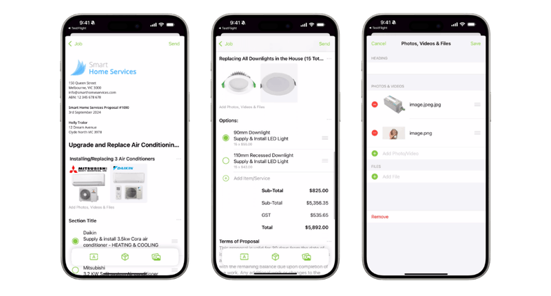 Create and send visual Proposals directly from the mobile app with AI writing assistance