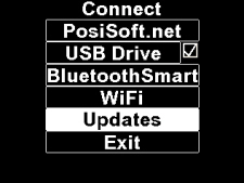 Screenshot from PosiTest ATA, the Connect menu is shown and "Updates" is selected