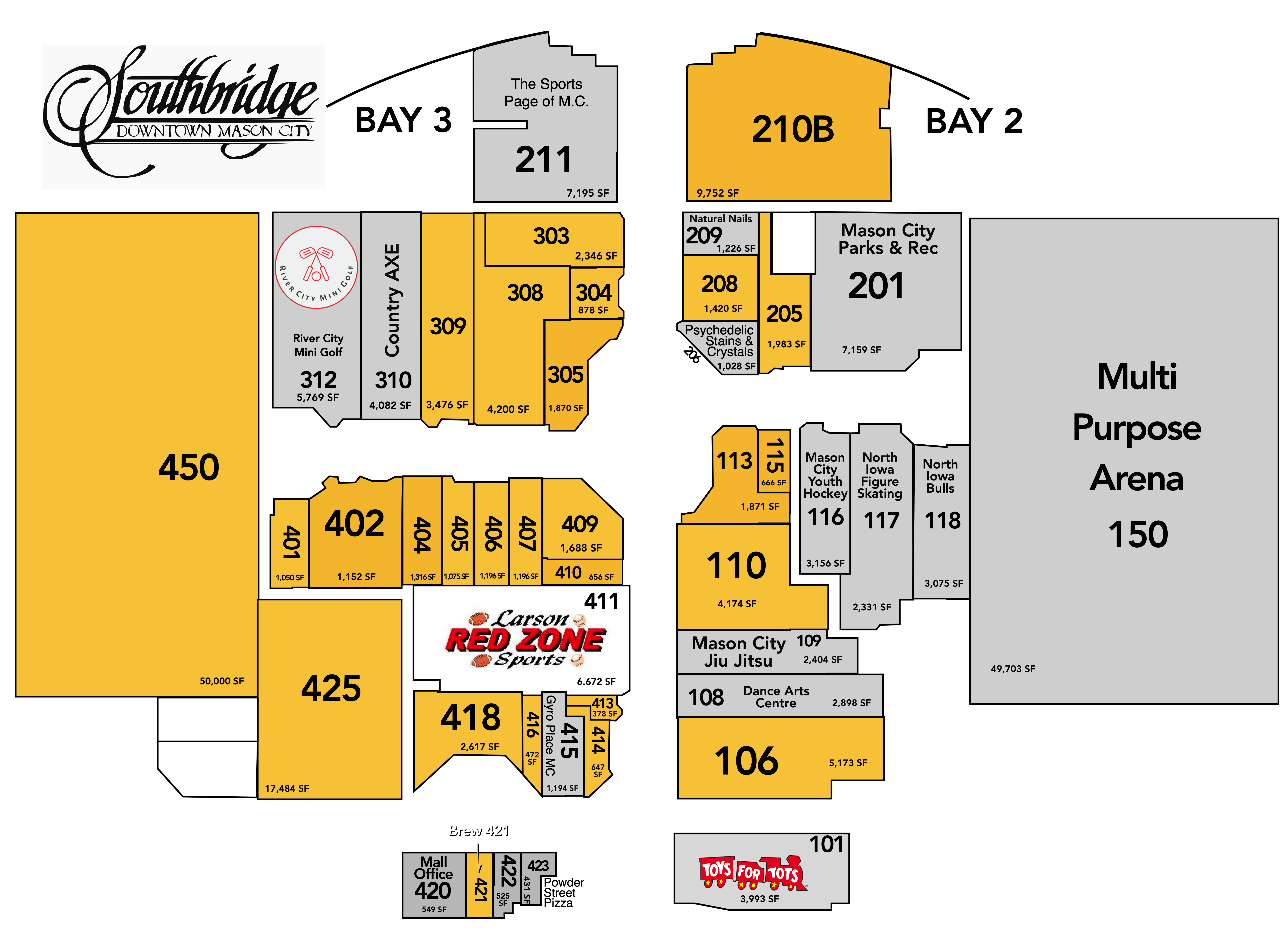 Map of the store locations in the mall