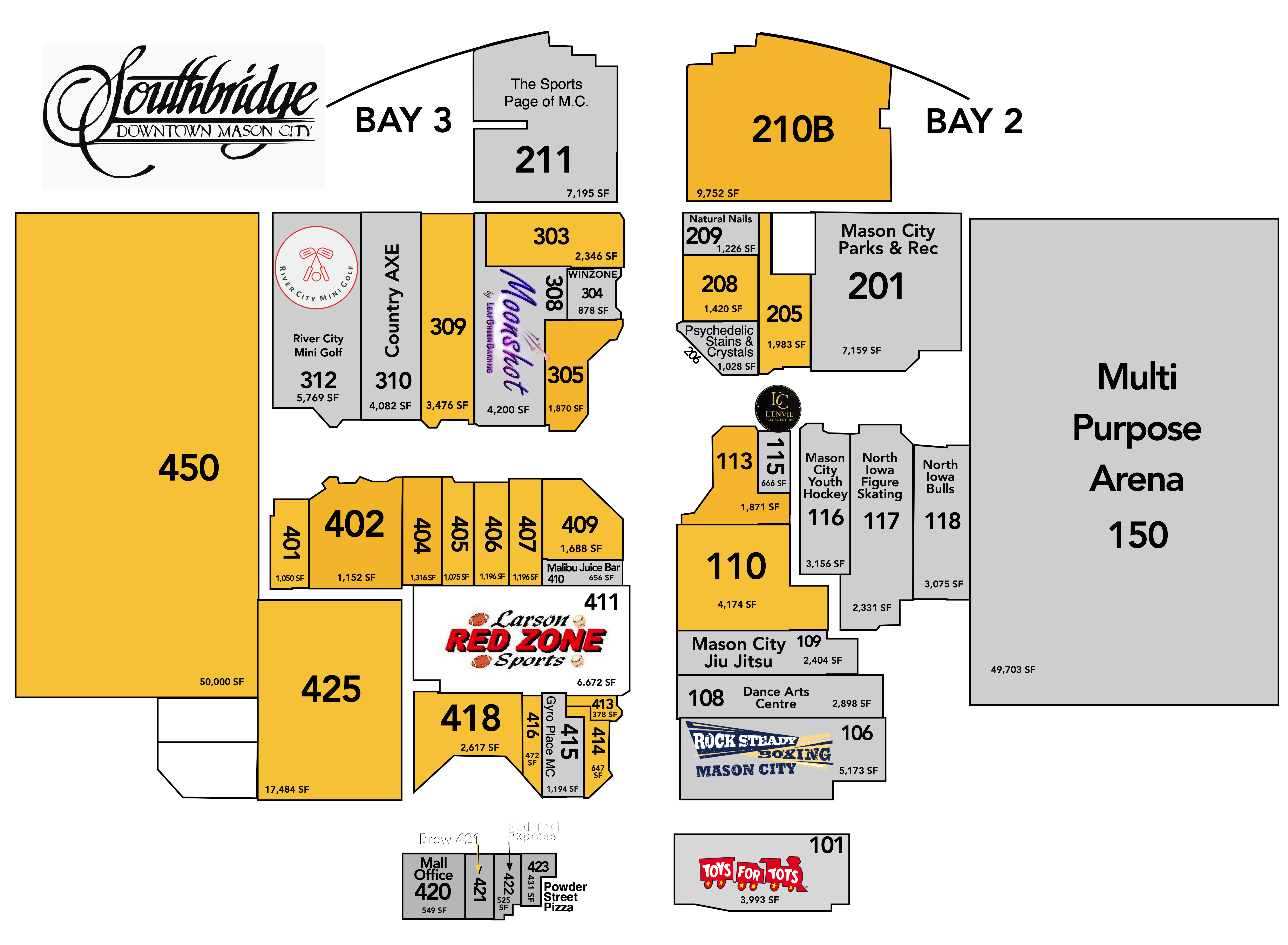 Map of the store locations in the mall