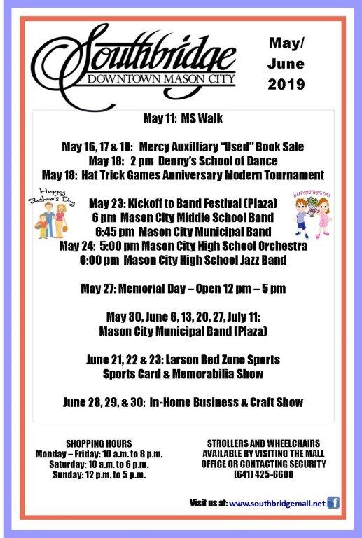 Soutbridge Mall events for May and June
