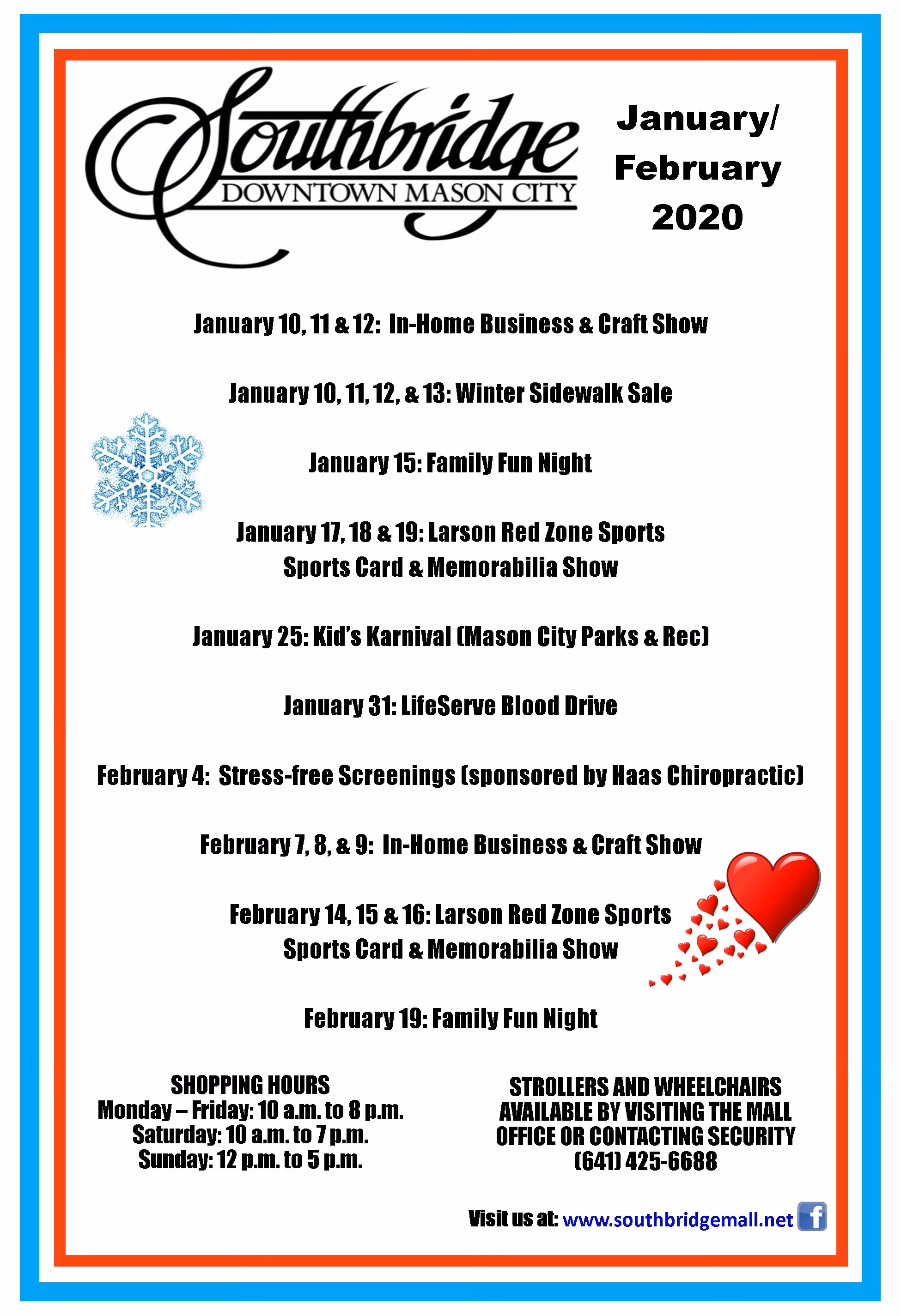 January and February Southbridge Mall events