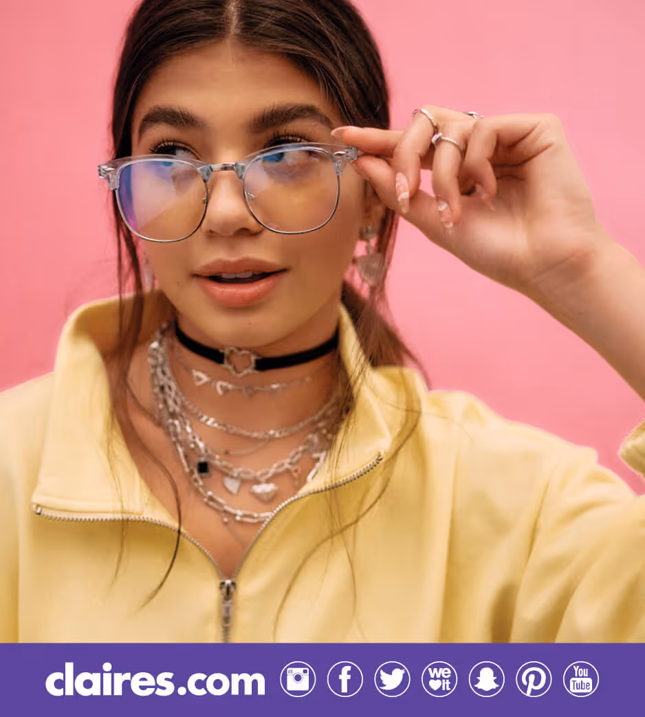 Young woman wearing Claire's accessories