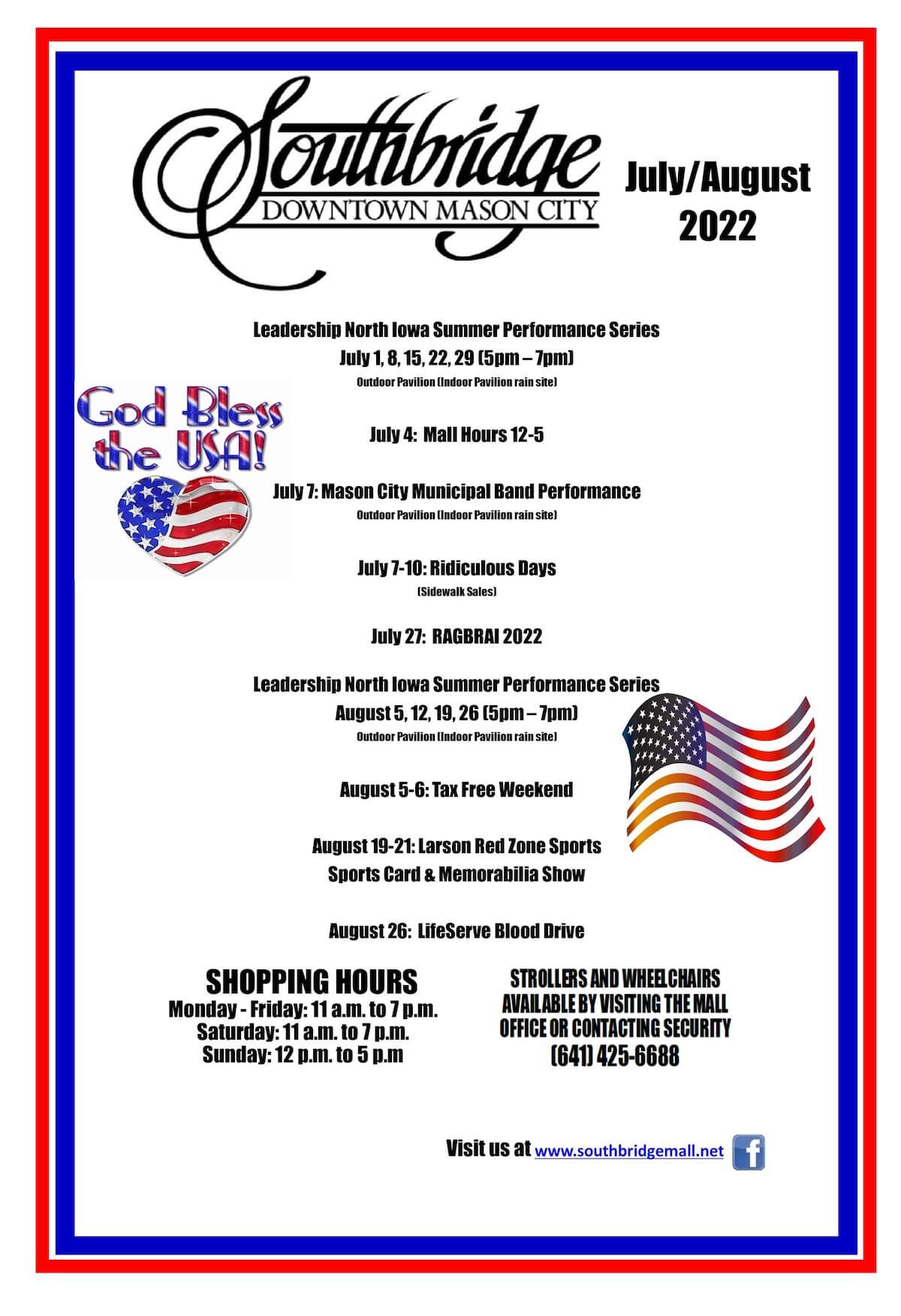 July and August Events Calendar 