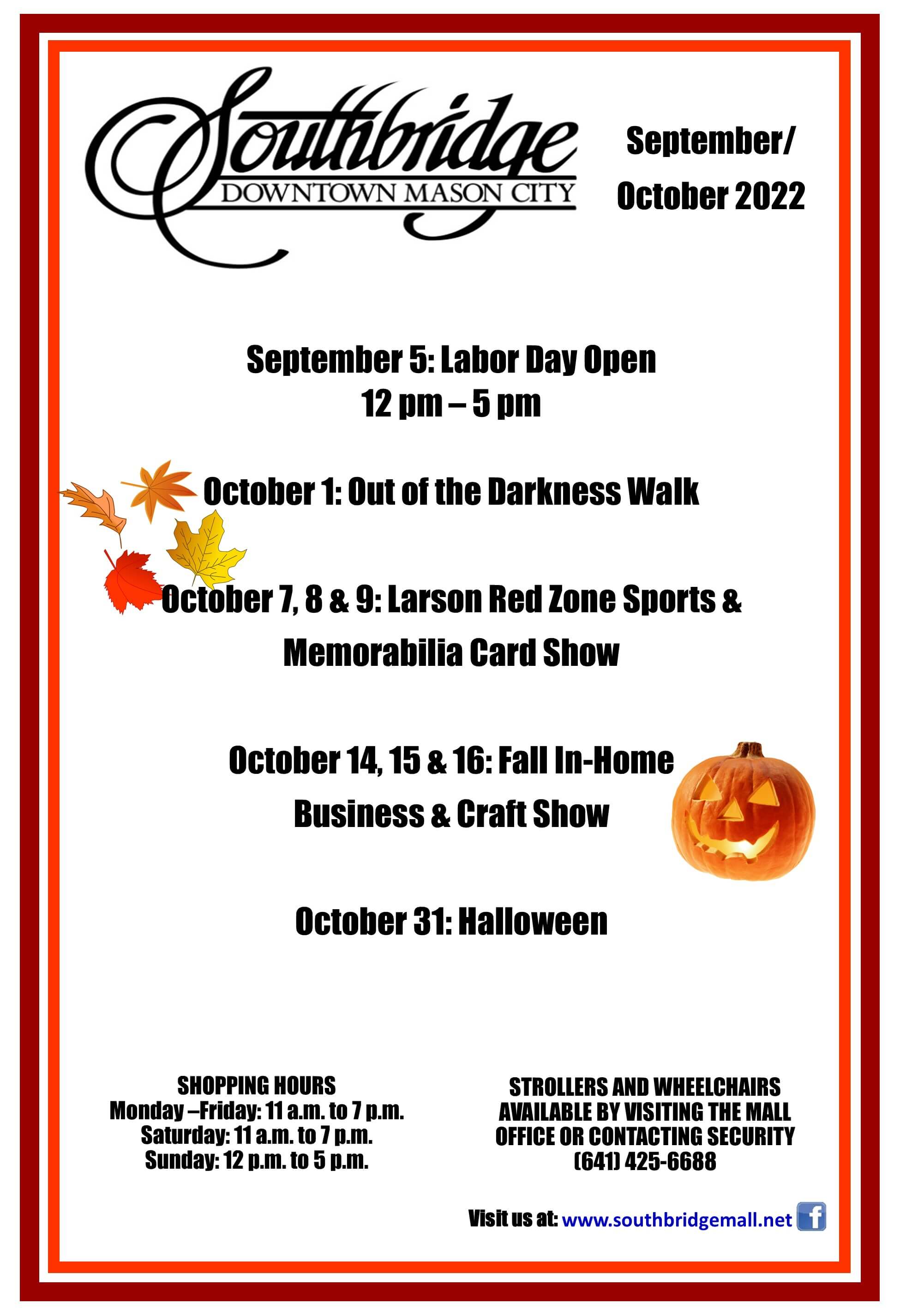 Southbridge Mall September & October 2022 events