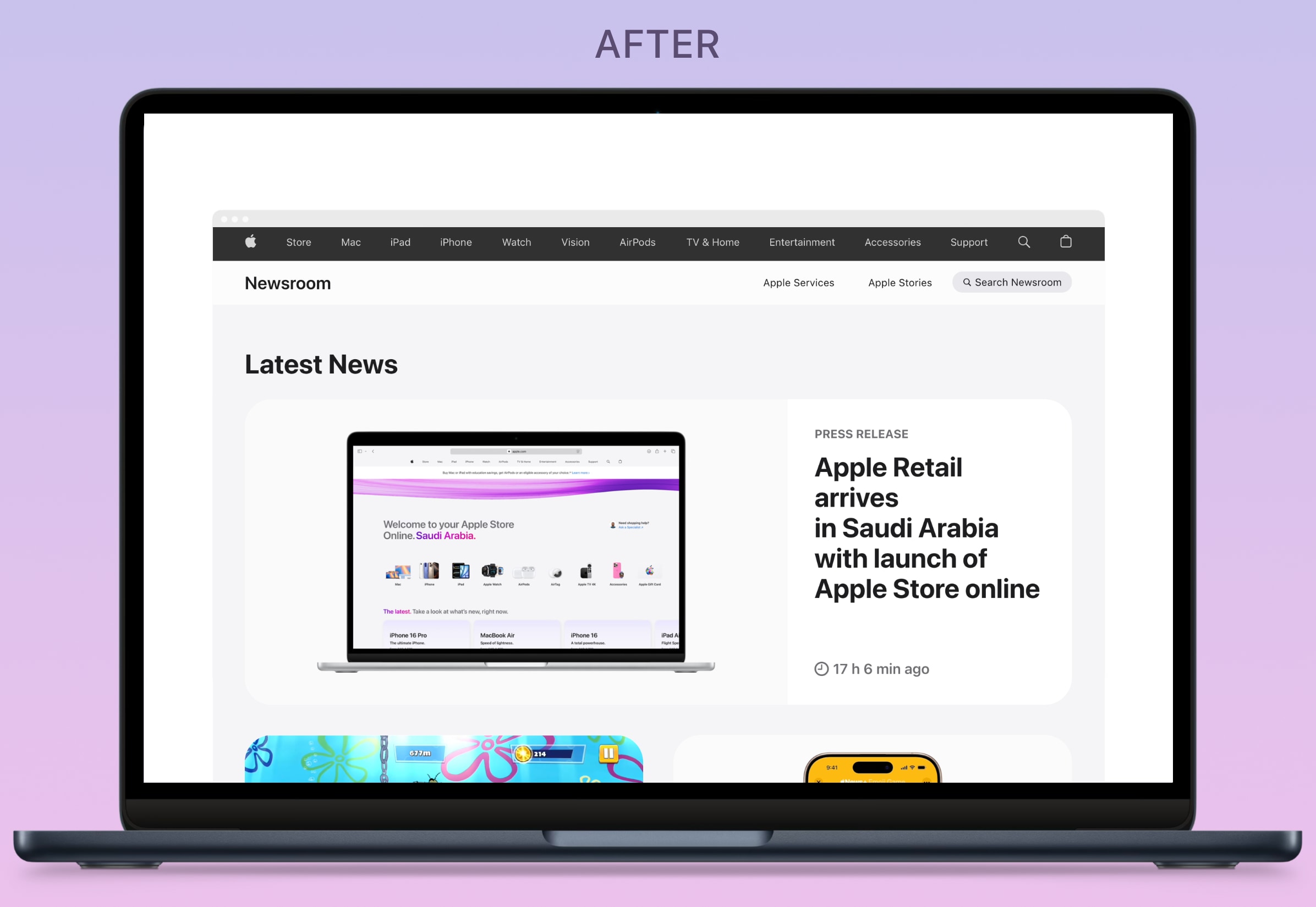 Screenshot of Newsroom