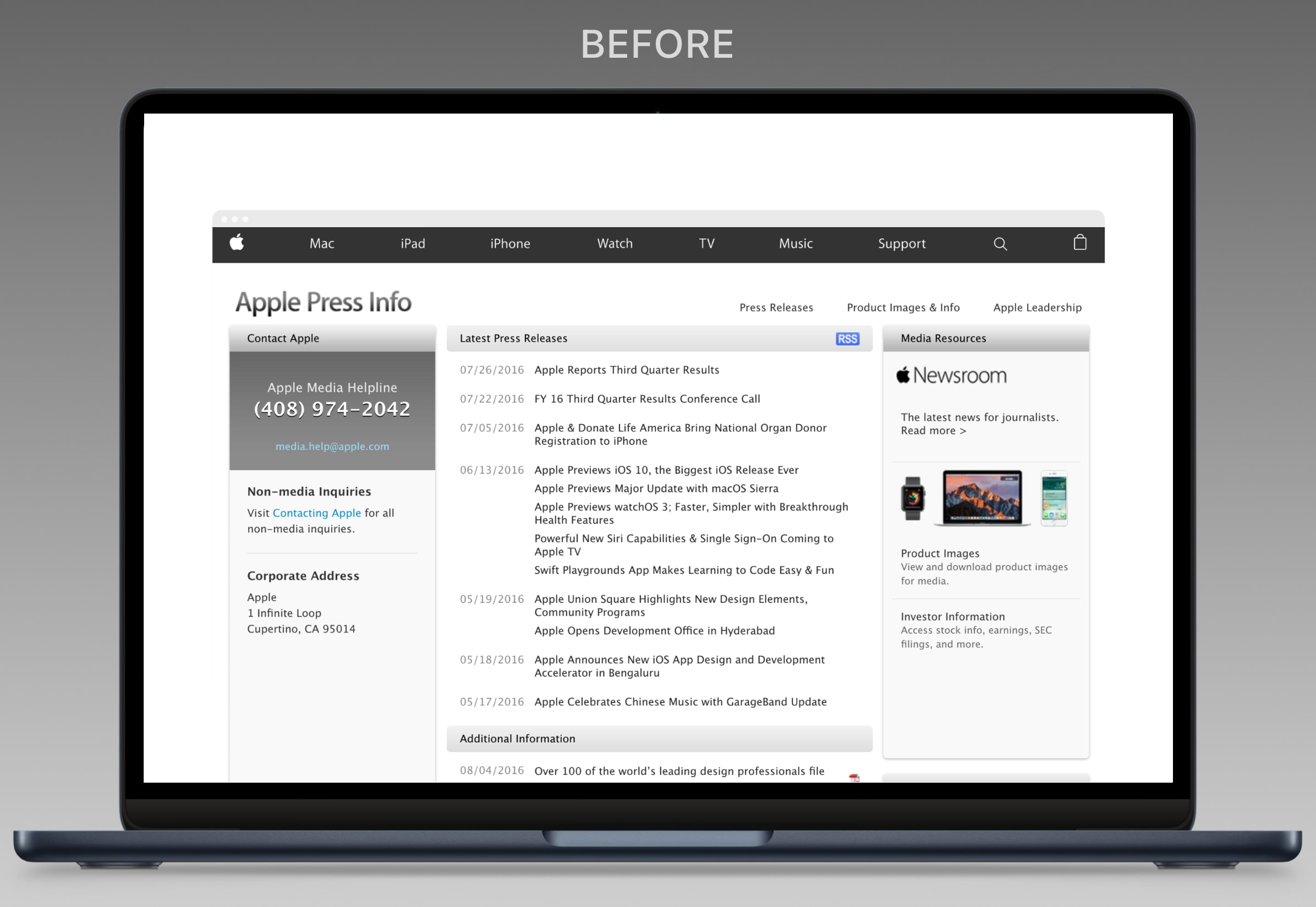 Screenshot of Newsroom