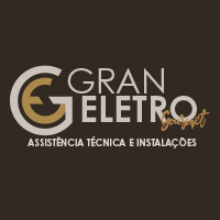 Gran Eletro Gourmet logo with technical assistance and installation services text in Portuguese.
