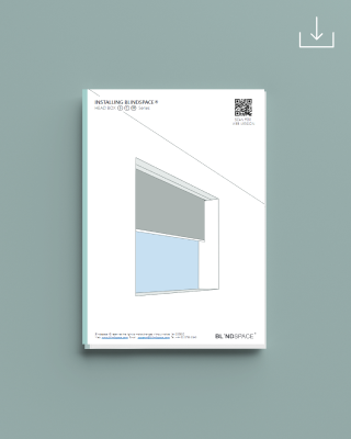Installation guide for slanting window blinds with a minimalist window illustration on a gray background.