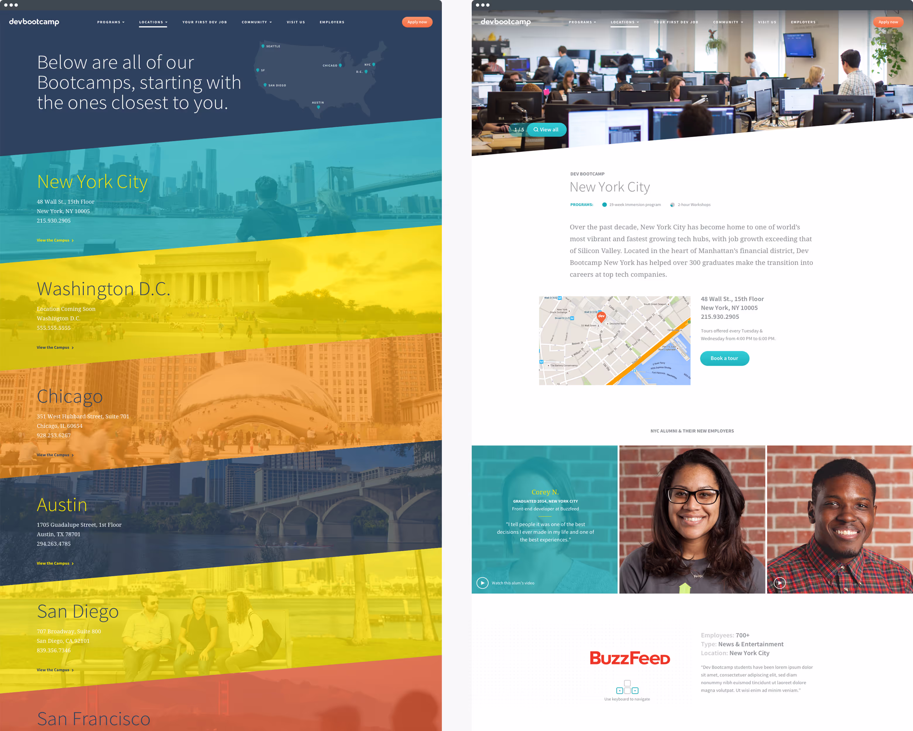 Web Design DevBootcamp location pages