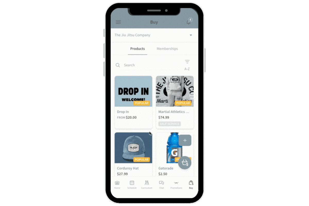 self checkout using the mobile retail feature from Wodify