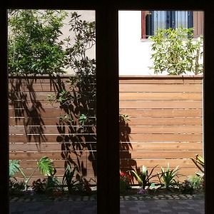 Image of window tint on sliding glass door.