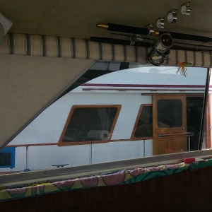 Image of window film on boat in San Diego, picture is from inside boat.