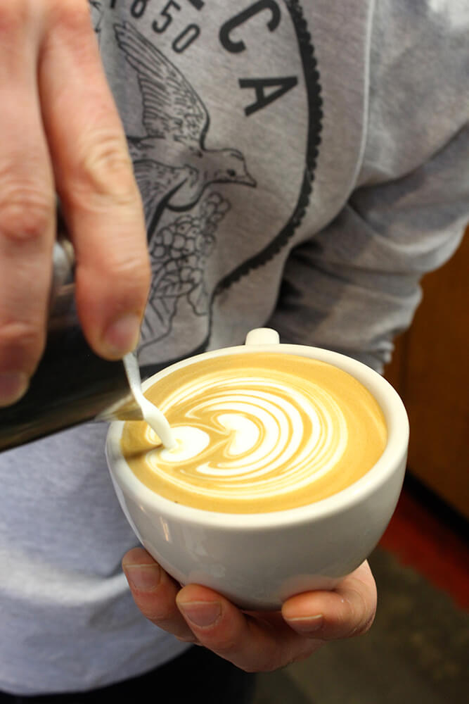 If you’re interested in creating your own latte art at home, a Brevel espresso machine or another machine that has 9-10 bars of pressure is needed. (Photo: Chelsi Fisher)