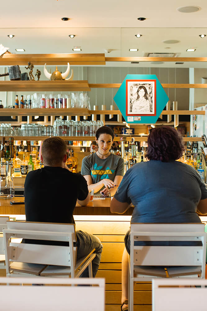 In addition to beer and wine, the well-stocked bar has tons of different rum, whiskey, vodka, and scotch options, as well as many different mixed drink choices. (Photo: Sarah Eliza Roberts)