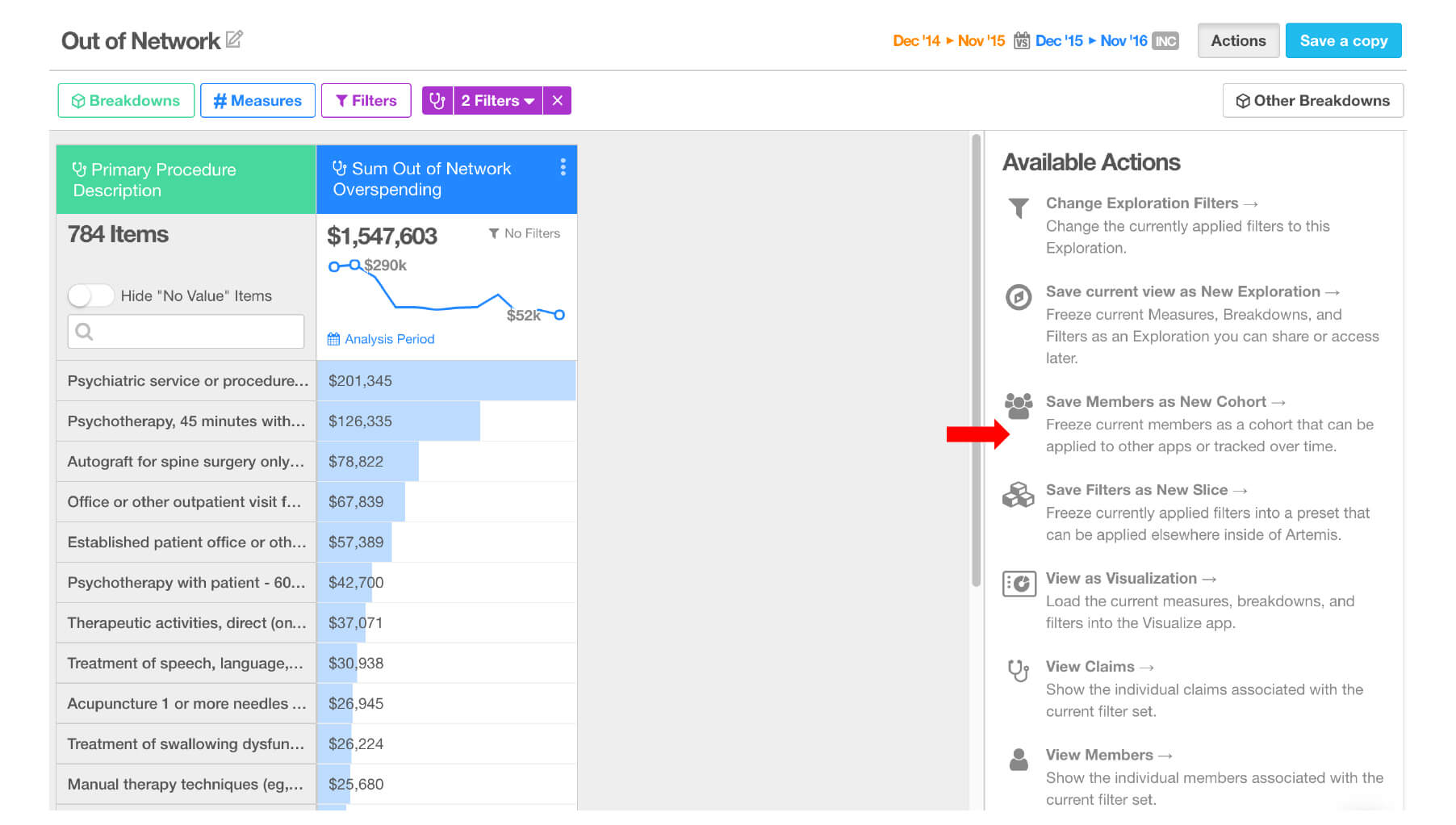 Artemis Cohort App Save Members as Cohort