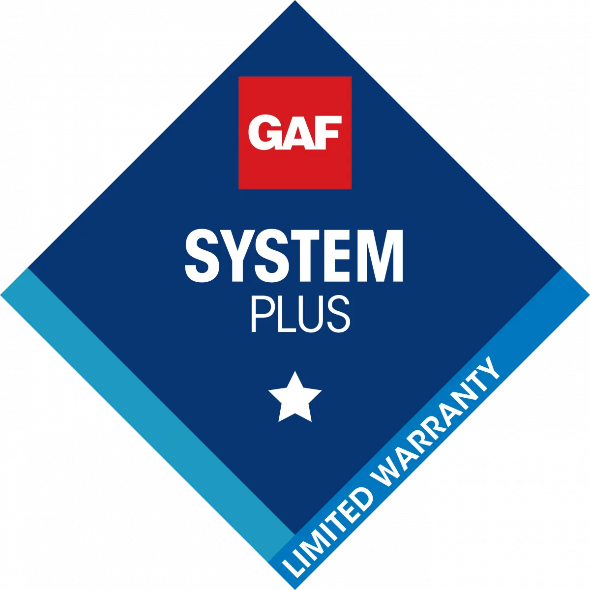 Badge for GAF's System Plus warranty.