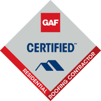 GAF Certified Residential Roofing Contractor emblem.